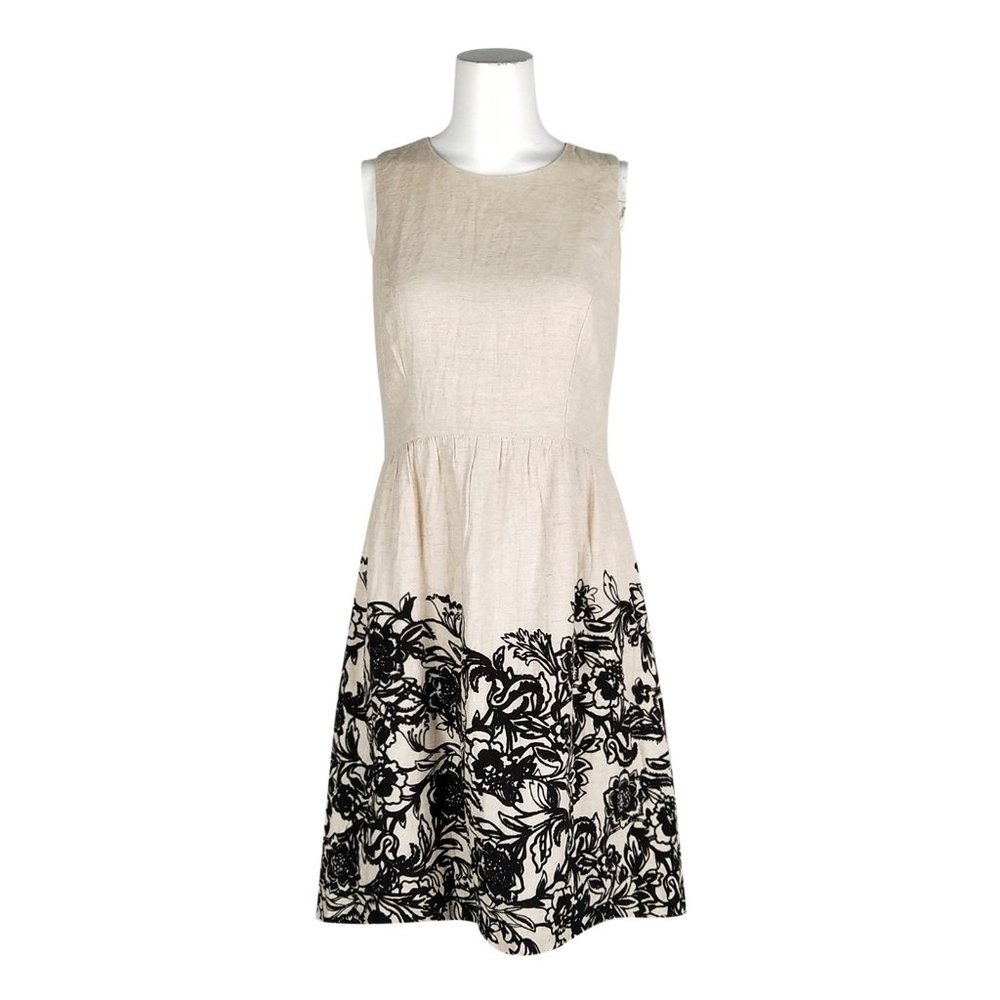 LOFT creamy cute & elegant dress with black floral